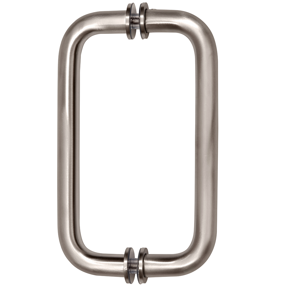 CRL Brushed Nickel 8&quot; Back-To-Back Solid Brass 3/4&quot; Diameter Pull Handles with Metal Washers | SPH8BN