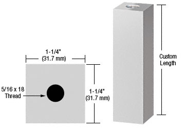 C.R. Laurence CRL Satin Chrome 1-1/4&quot; Square Standoff Base Custom Length | SQ125CSC