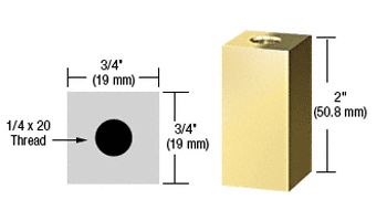 C.R. Laurence CRL Brass 3/4&quot; Square Standoff Base 2&quot; Long | SQ752BR