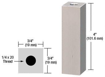 C.R. Laurence CRL Sain Chrome 3/4&quot; Square Standoff Base 4&quot; Long | SQ754SC