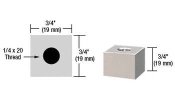 C.R. Laurence CRL Sain Chrome 3/4&quot; Square Standoff Base 3/4&quot; Long | SQ7575SC