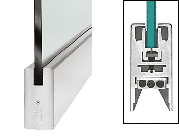 C.R. Laurence CRL Brushed Stainless 4&quot; Square Door Rail Without Lock for 3/8&quot; Glass - 35-3/4&quot; Long | DR4SBS38S