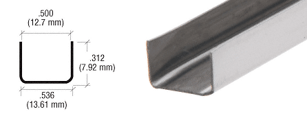 C.R. Laurence CRL 1/2&quot; Stainless Steel &quot;U&quot; Channel - Pack of 10 - 12 ft Each | SS901