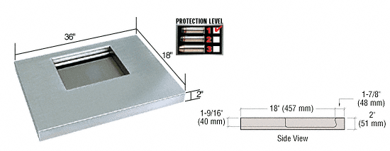 C.R. Laurence CRL 36&quot; Wide x 18&quot; Deep Level 1 Protection Stainless Steel Shelf with Deal Tray | SSDT3618