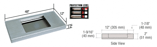 C.R. Laurence CRL 48&quot; Wide x 12&quot; Deep Level 1 Protection Stainless Steel Shelf with Deal Tray | SSDT4812