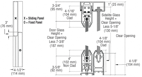 C.R. Laurence CRL XO/OX Black Anodized SSR Bottom Rolling Sliding Door System | SSR2CBL