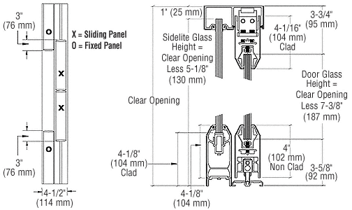 C.R. Laurence CRL OXXO Black Anodized SSR Bottom Rolling Sliding Door System | SSR4FBL