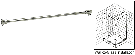 C.R. Laurence CRL Polished Nickel Frameless Shower Door Fixed Panel Wall-To-Glass Support Bar for 1/4&quot; to 5/16&quot; Thick Glass | SUP06PN