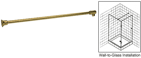 C.R. Laurence CRL Antique Brass Frameless Shower Door Fixed Panel Wall-To-Glass Support Bar for 3/8&quot; to 1/2&quot; Thick Glass | SUP10ABR