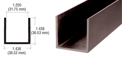 C.R. Laurence CRL Duranodic Bronze 1-1/4&quot; (32mm) U-Channel Extrusion - 12 ft long | SV643DU