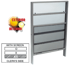 C.R. Laurence CRL Satin Anodized Vertical Sliding Service Windows with 1/4&quot; Glass and Screen | SW1214A