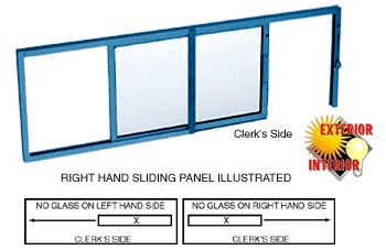 C.R. Laurence CRL Kynar Painted Horizontal Sliding Service Window X- or -X Format with 1/4&quot; Glass No Screen | SW1614K