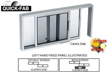 C.R. Laurence CRL Satin Anodized Horizontal Sliding Service Window XO or OX Format with 1/8&quot; &amp; 1/4&quot; Vinyl Only with Screen | SW2000A