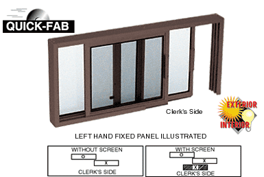 C.R. Laurence CRL Duranodic Bronze Finish Horizontal Sliding Service Window XO or OX Format with 1/2&quot; Vinyl Only for I.G. with Screen | SW2400DU