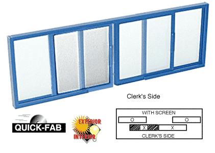 C.R. Laurence CRL Powder Painted Horizontal Sliding Service Window OXO Format with 1/8&quot; Insulating with Screen | SW2818P