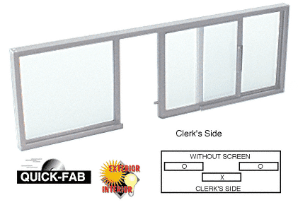 C.R. Laurence CRL Satin Anodized Horizontal Sliding Service Window OXO Format with 1/2&quot; Vinyl Only for I.G. No Screen | SW3000A