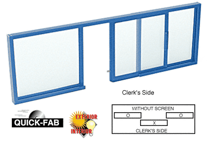 C.R. Laurence CRL Powder Painted Horizontal Sliding Service Window OXO Format with 1/2&quot; Insulating No Screen | SW3012P