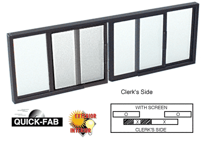 C.R. Laurence CRL Duranodic Bronze Horizontal Sliding Service Window OXO Format With 1/2&quot; Insulating Glass With Screen | SW3212DU