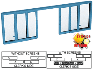 C.R. Laurence CRL Kynar Painted Horizontal Sliding Service Window OXXO Format With 1/2&quot; Insulating Glass With Screen | SW4012K