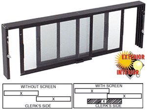 C.R. Laurence CRL Duranodic Bronze Horizontal Sliding Service Window XX Format with 1/2&quot; Vinyl Only for I.G. No Screen | SW4600DU