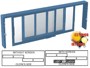 C.R. Laurence CRL Painted Horizontal Sliding Service Window XX Format with 1/8&quot; Glass with Screen | SW4418P