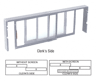 C.R. Laurence CRL Satin Anodized Horizontal Sliding Service Window XX Format with 1/8&quot; &amp; 1/4&quot; Vinyl Only with Screen | SW4400A