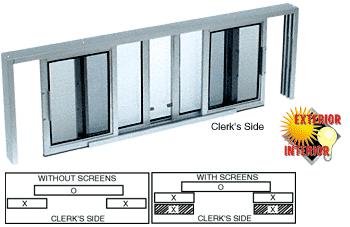 C.R. Laurence CRL Satin Anodized Horizontal Sliding Service Window XOX Format with 1/4&quot; Glass no Screen | SW5014A
