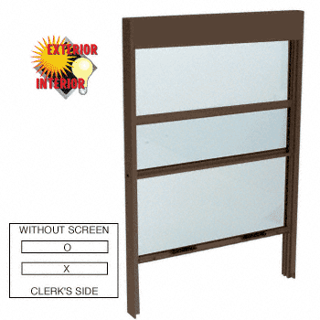C.R. Laurence CRL Duranodic Bronze Vertical Sliding Service Windows with Sash Balances and 1/4&quot; Glass No Screen | SWB1014DU