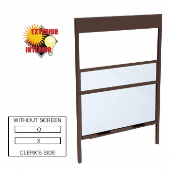 C.R. Laurence CRL Duranodic Bronze Vertical Sliding Service Window With Sash Balances for Surface or Pocket Installation with 1/4&quot; Glass No Screen | SWB1414DU