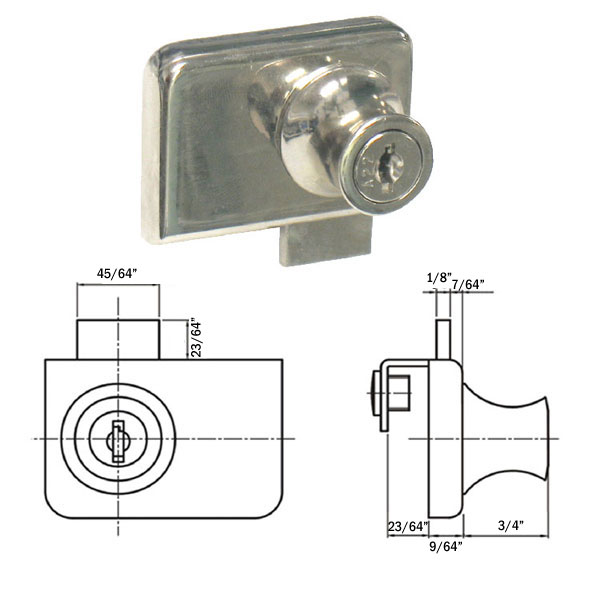 Nickel No-Drill Deadbolt Glass Door Lock for Double Doors | DEL0750T325