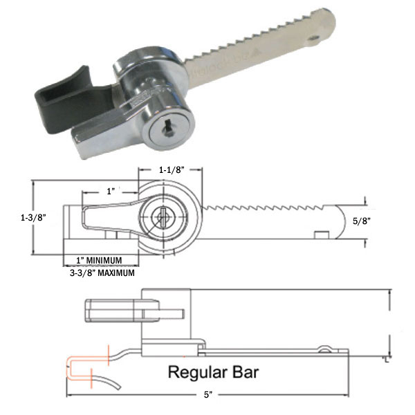Chrome Ratchet Lock for Sliding Showcase Doors | DEL1250