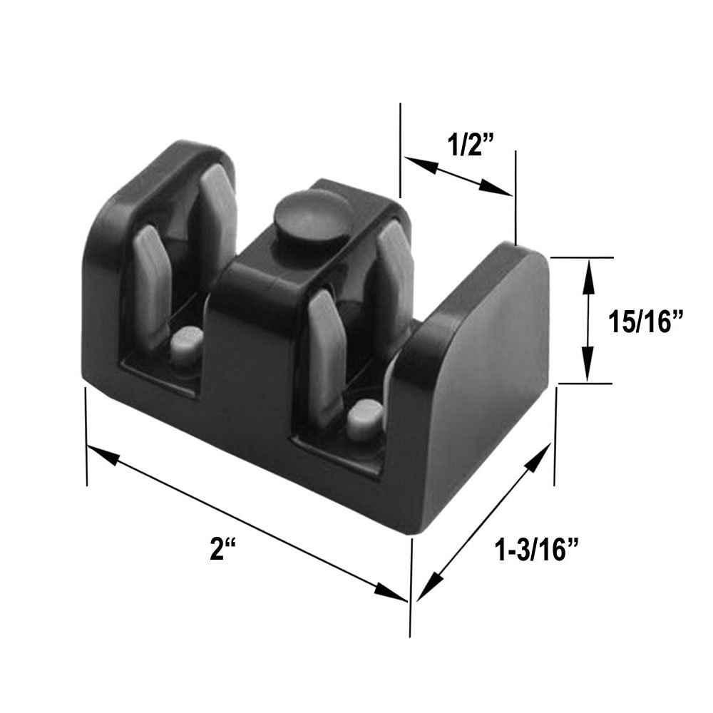 Gordon Glass&#153; Black Finish Shower Door Bottom Guide for Frameless Bypass Shower Enclosures up tp 3/8&quot; Thick Glass | XEABL