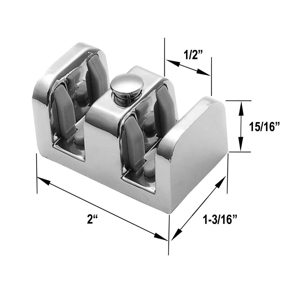 Gordon Glass&#153; Chrome Finish Shower Door Bottom Guide for Frameless Bypass Shower Enclosures up tp 3/8&quot; Thick Glass | XEACH