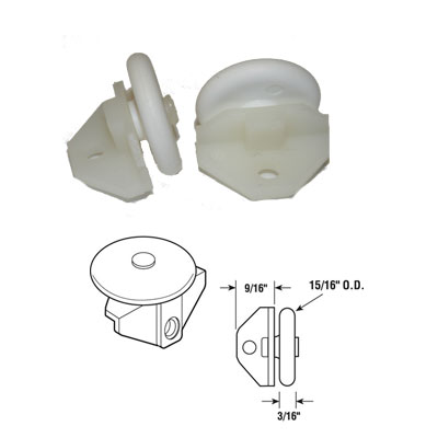 Shower Door Oval Edge Nylon Roller with Nylon Bracket for Tub Master Shower Doors | 2163A
