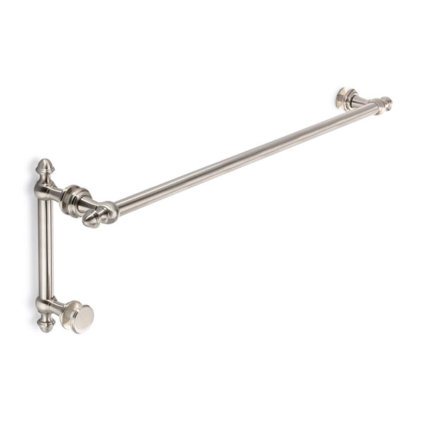 Symphony 24&quot; Cuttable Towel Bar and 8&quot; Pull Shower Door Combination with Rosettes - Brushed Nickel | S24TB8PCBN