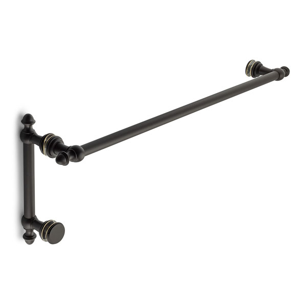 Symphony 24&quot; Cuttable Towel Bar and 6&quot; Pull Shower Door Combination with Rosettes - Oil Rubbed Bronze (Medium) | S24TB6PCORBM
