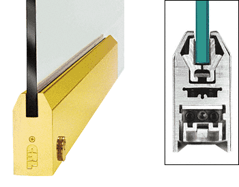 C.R. Laurence CRL Polished Brass 9-1/2&quot; Door Rail Tapered Style for 1/2&quot; Glass with Lock | DR4TPB12PL