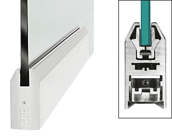 C.R. Laurence CRL Satin Anodized 9-1/2&quot; Door Rail Tapered Style for 3/8&quot; Glass without Lock | DR4TSA38P