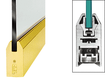 C.R. Laurence CRL Polished Brass 4&quot; Tapered Style Door Rail without Lock for 1/2&quot; Glass - Custom Length | DR4TPB12C