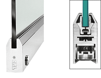 C.R. Laurence CRL Polished Stainless 4&quot; Custom Length Tapered Style Door Rail with Lock for 3/4&quot; Glass | DR4TPS34CL