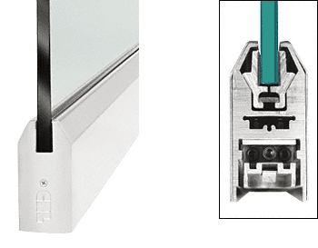 C.R. Laurence CRL Satin Anodized 4&quot; Tapered Style Door Rail without Lock for 1/2&quot; Glass - Custom Length | DR4TSA12C