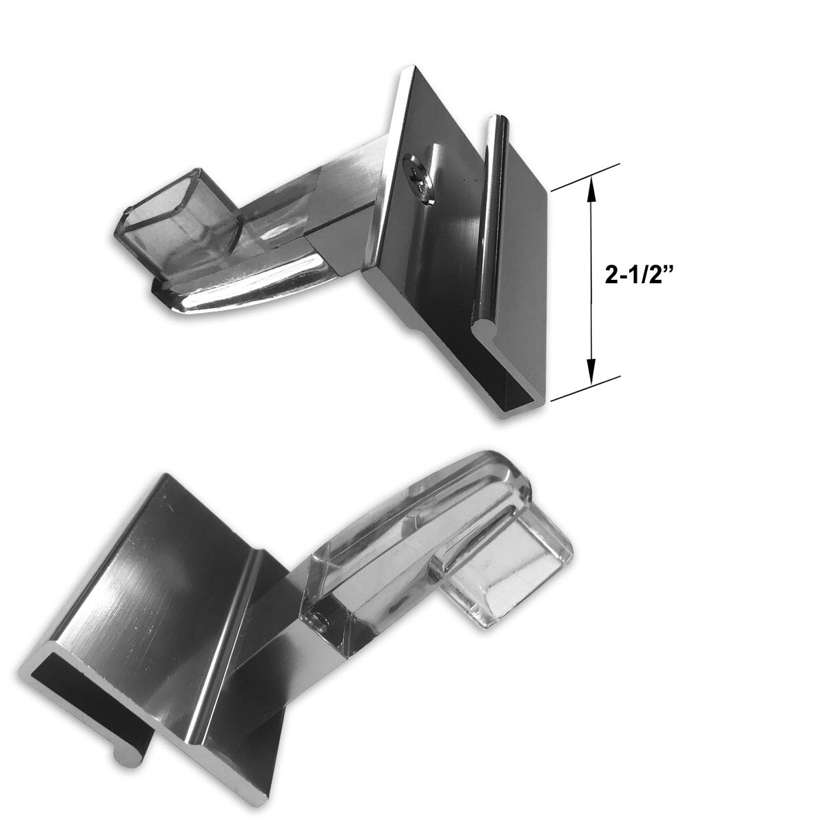Gordon Glass&#153; Chrome Finish Towel Bar Base Brackets and Clear Acrylic Brackets for Frameless Shower Doors 1/8&quot;, 5/32&quot;, 3/16&quot;  and 1/4&quot; Thick Glass - Pack of 2 | SPBTF