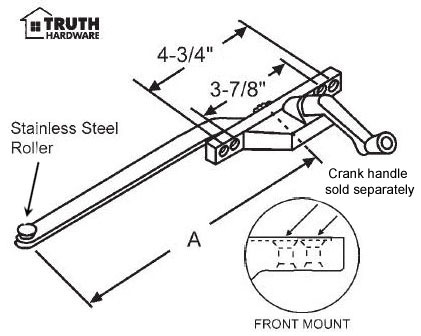 TechnologyLK STB Casement Window Operator, Right Hand, Front Mount, Stainless Steel Roller, Aluminum, 9&quot; Long Arm | 362217