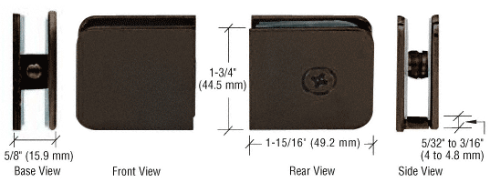 CRL Oil Rubbed Bronze Oversized Fixed Panel U-Clamp | UC790RB