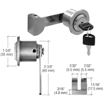 C.R. Laurence CRL Brushed Stainless UV Bond Lock For Single Inset/Overlay Glass Doors | UV4101BS