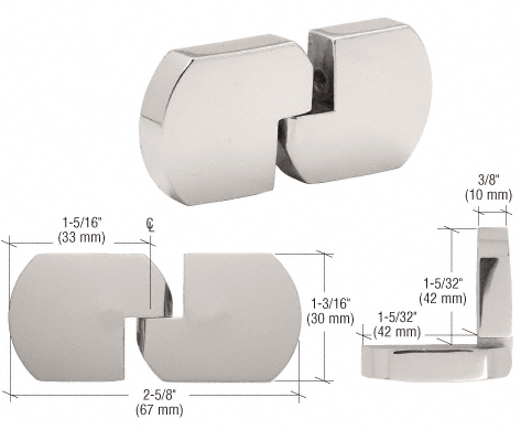 C.R. Laurence CRL Satin Nickel UV Bond Curved Right Handed Glass-to-Glass Hinge | UVCK11SN