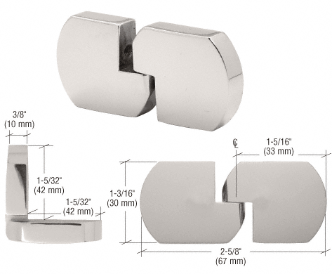 C.R. Laurence CRL Satin Nickel UV Bond Curved Left Handed Glass-to-Glass Hinge | UVCK12SN