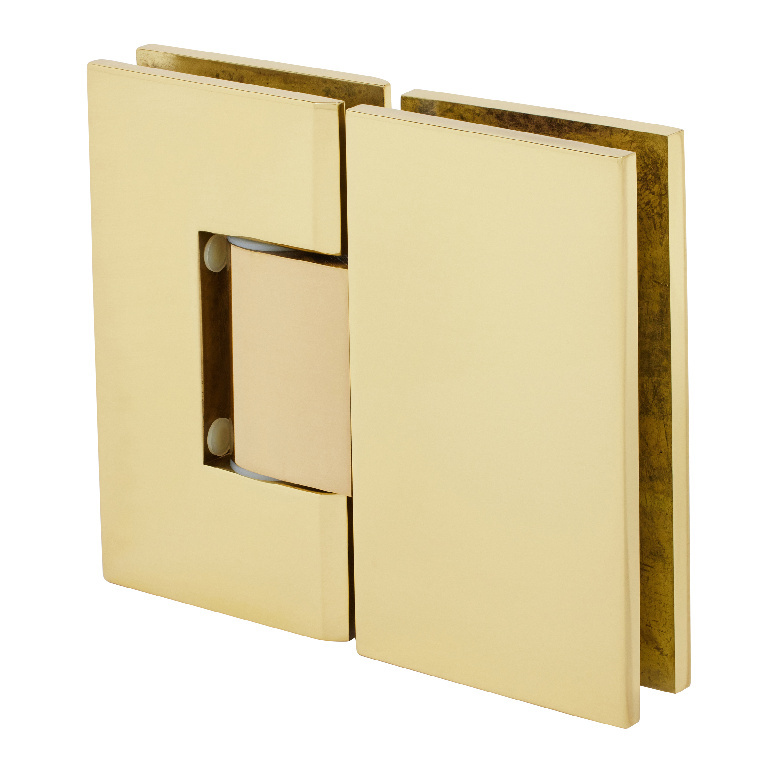 CRL Polished Brass Vienna 380 Series Adjustable 180 Degree Glass-to-Glass Hinge | V1E380BR