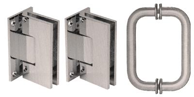 CRL Brushed Nickel Vienna Shower Pull and Hinge Set | V1ES3BN