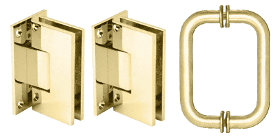 CRL Brass Vienna Shower Pull and Hinge Set | V1ES3BR